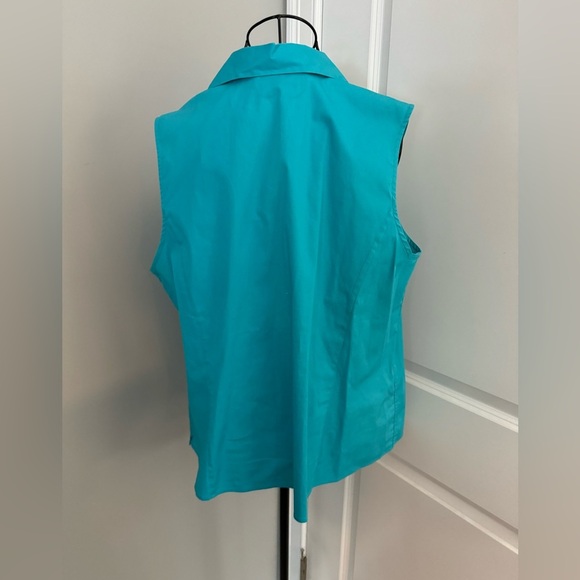 Talbots Full Frontal Crossover Sleeveless Blouse in Teal Size 20WP - Picture 5 of 6